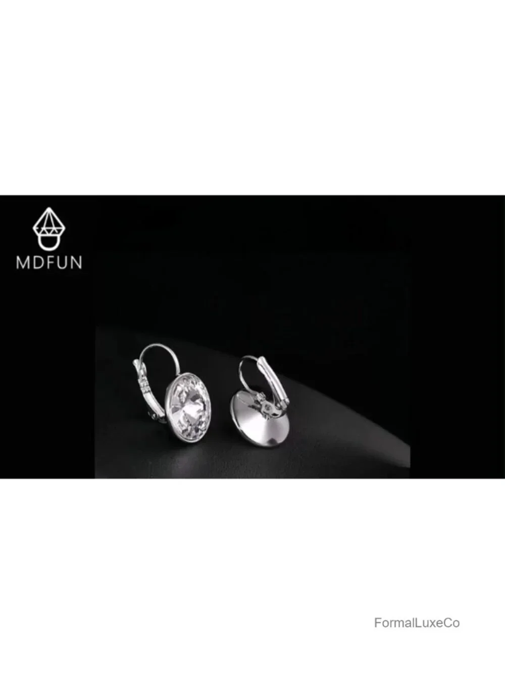 Crystal Drop Earrings 18K White Gold Plated Leverback Hypoallergenic Dangle